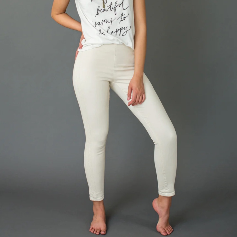 Joyfolie Brytny high waisted denim jeggings in ecru size 30